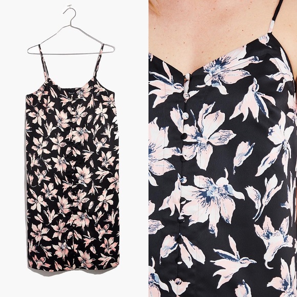 Madewell Winter Orchid Button-Front Slip Floral Dress Size 8 - Picture 8 of 8